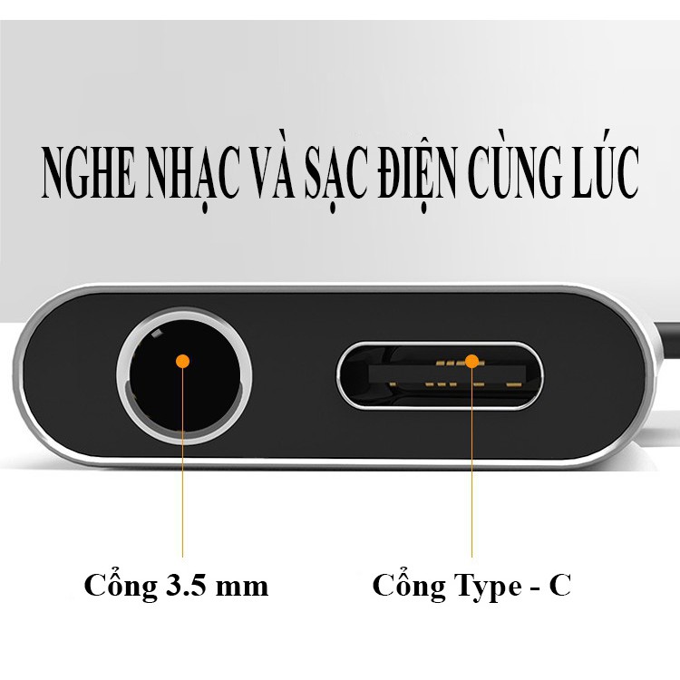 Cáp Chuyển Đổi 2 Trong 1 Vừa Sạc Vừa Cắm Tai Nghe Cổng Type-C Và Jack 3.5 Dành Cho Huawei Xiaomi 9