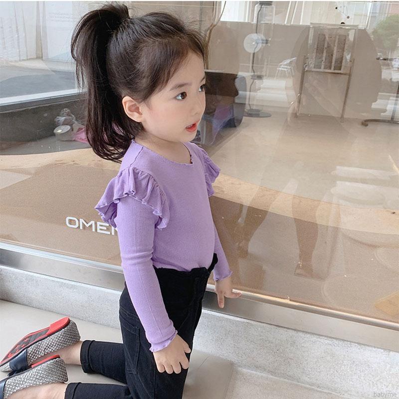 Áo thun tay dài màu sắc xinh xắn thời trang dành cho bé yêu