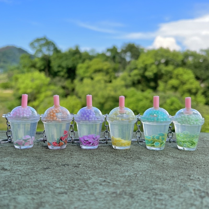 MÓC KHOÁ NƯỚC TRÀ SỮA TRÂN CHÂU NHIỀU MÀU