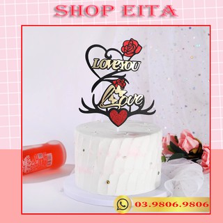 Que cắm khung chữ love trang trí bánh kem, trang trí bánh sinh nhật