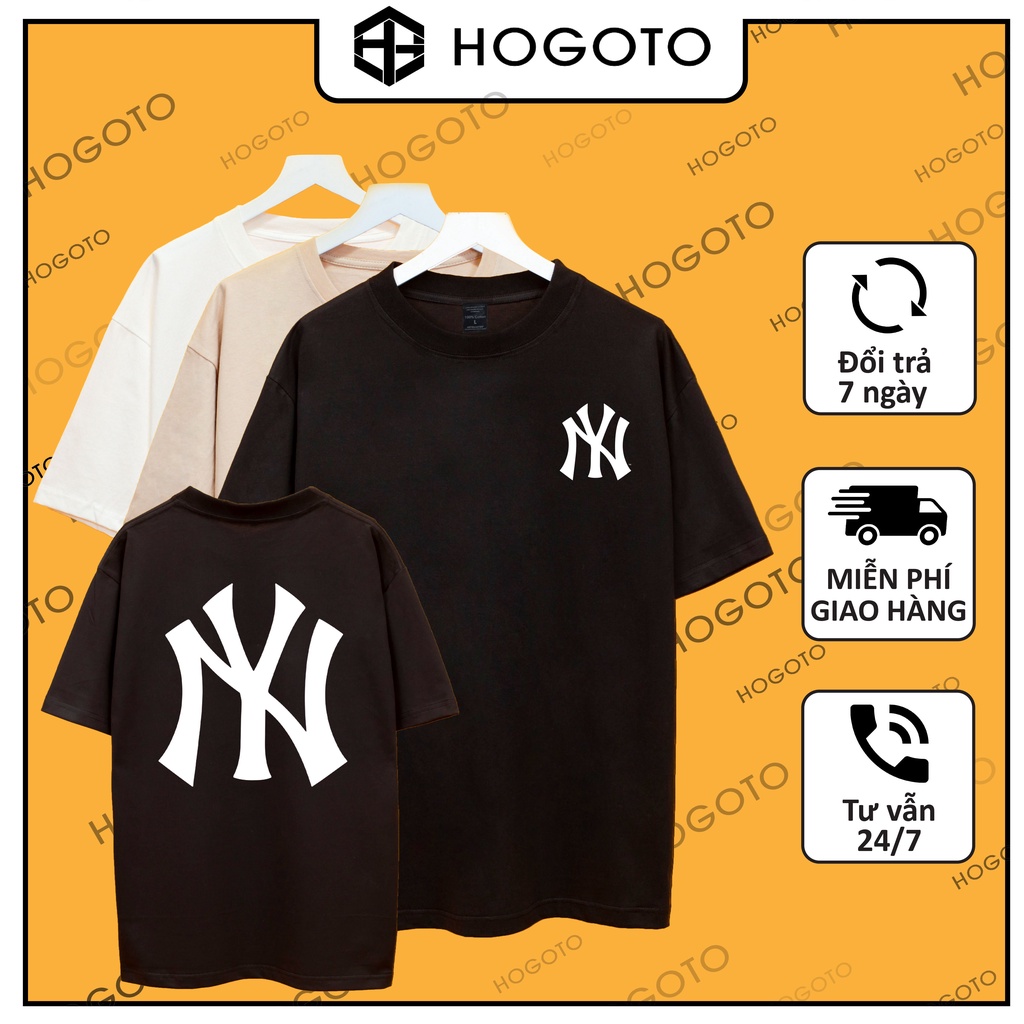 Áo thun tay lỡ NY Hogoto shop , Áo thun unisex nam nữ from rộng oversize chất liệu cotton