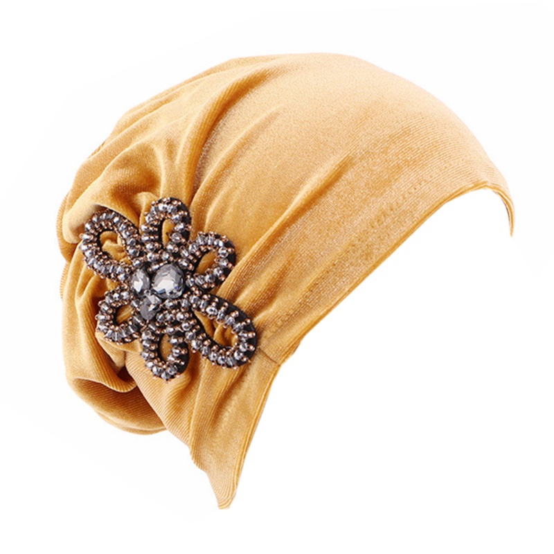 Khăn Trùm Đầu Turban Bằng Nhung Đính Đá Phong Cách Hồi Giáo Cho Nữ