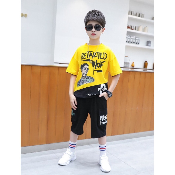 Bộ quần áo thun hè &quot;R.E.T.A&quot; 20-45kg cho bé trai 4-14 tuổi. Năng động, thoáng mát. Hàng may kỹ. B3
