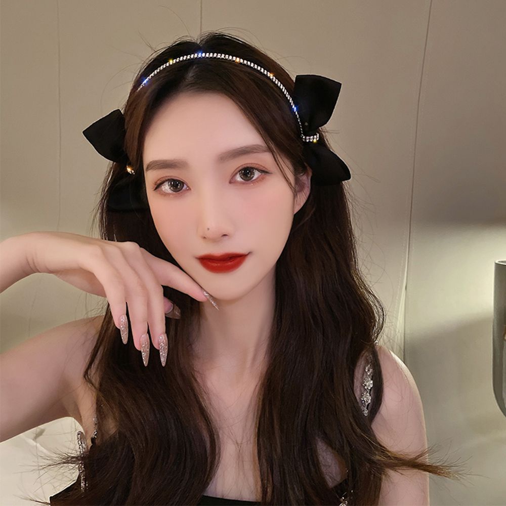 Băng đô cài tóc đính nơ đôi phong cách Hàn Quốc thời trang cho nữ tùy chọn màu sắc