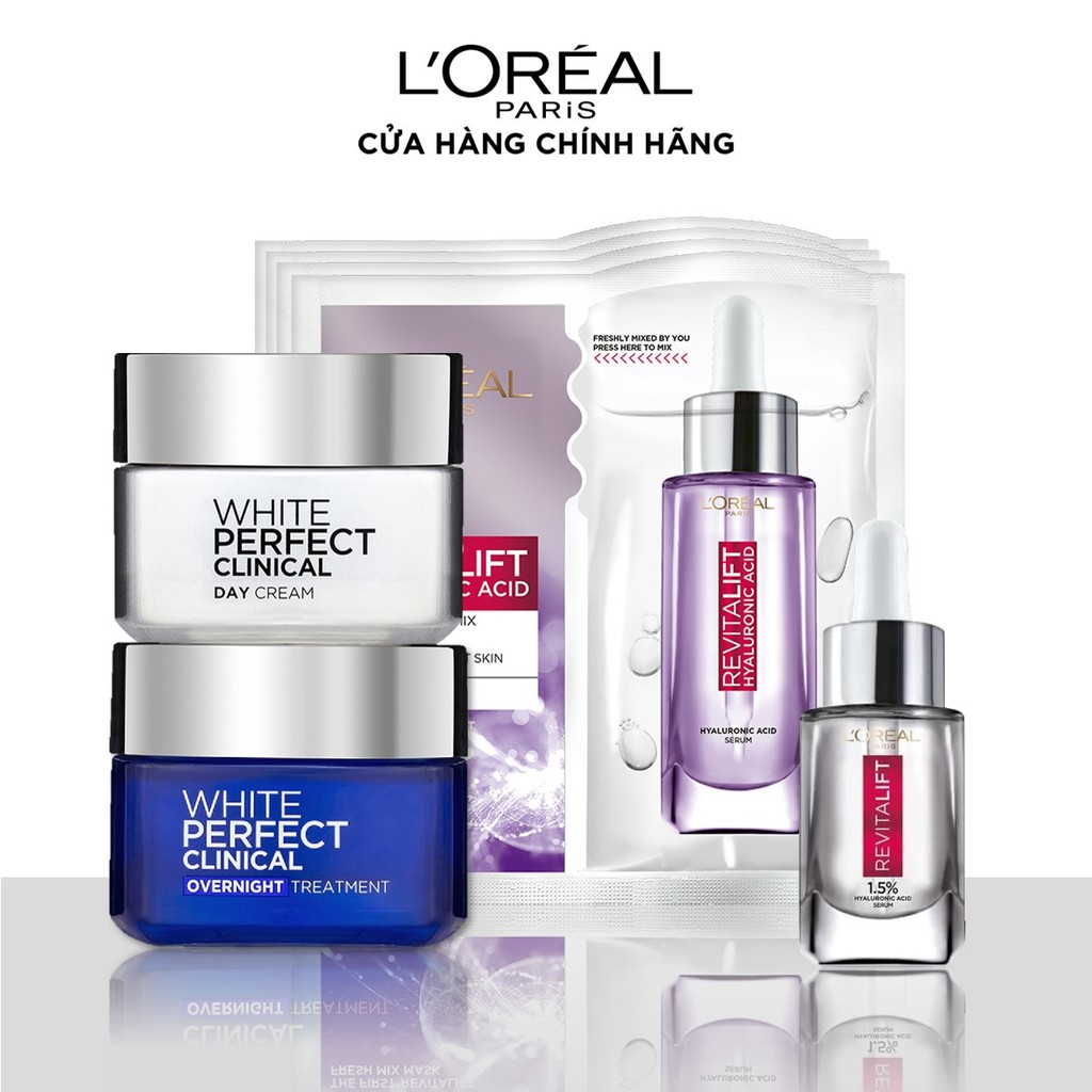 [Mã FMCGMALL giảm 8% đơn 250K] Bộ dưỡng trắng chống thâm nám và siêu cấp ẩm căng mịn da L'Oreal Paris