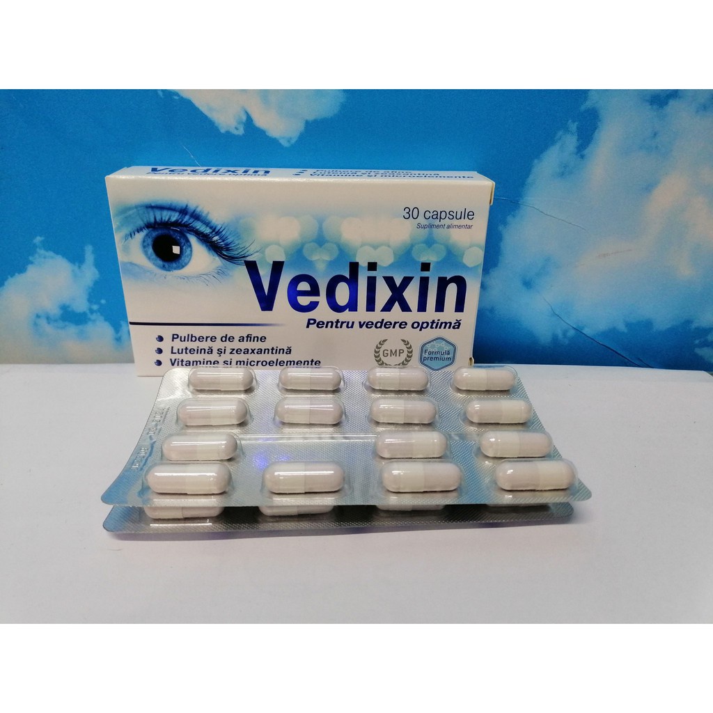 Viên uống bổ mắt VEDIXIN Nhập Ba Lan uống sáng mắt tăng cường thị lực khô mắt nhức mỏi mắt cận ngừa cận thị loạn thị