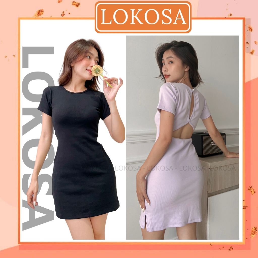 Váy Ôm Body LOKOSA Đầm Body Hở Lưng Dự Tiệc Chất Thun Gân Sexy Thiết Kế Ôm Eo Tay Ngắn Sang Trọng VD065 | BigBuy360 - bigbuy360.vn