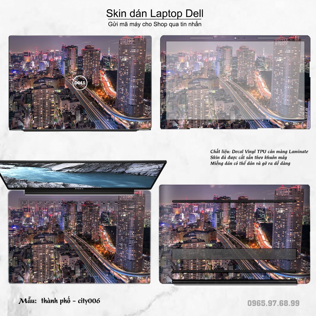 Skin dán Laptop Dell in hình thành phố (inbox mã máy cho Shop)