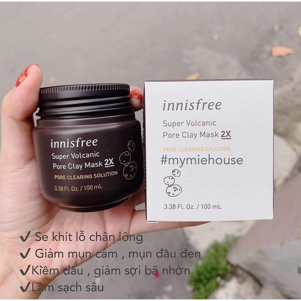 [Hàng trả order, không có dư] Mặt nạ tro núi lửa Innisfree Super Volcanic Pore Clay Mask 2X 100ml