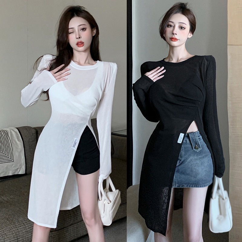 Áo Sơ Mi Tay Dài Màu Sắc Đơn Giản Phong Cách Hàn Quốc Thời Trang Cho Nữ