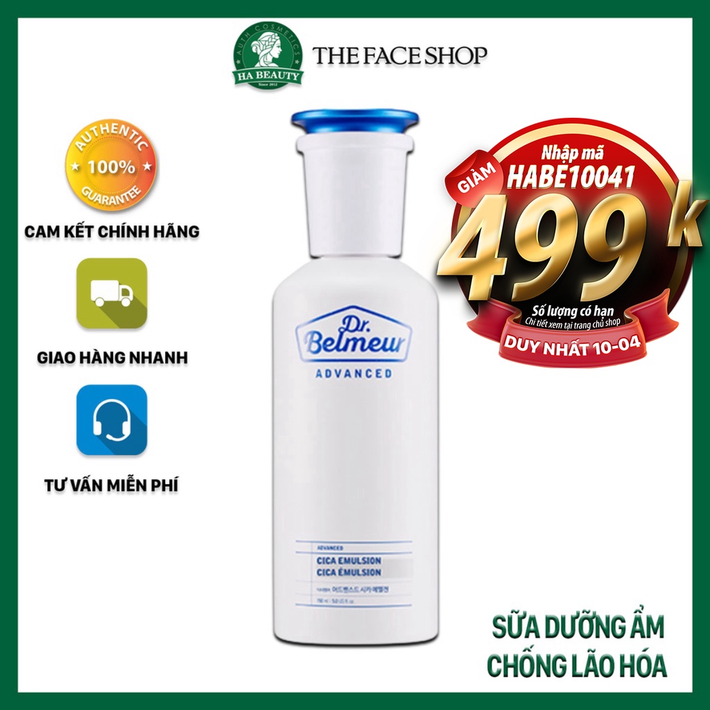 Sữa dưỡng ẩm chống lão hóa phục hồi da sáng da ngừa giảm mụn The Face Shop Dr Belmeur Advanced Cica Emulsion 150ml