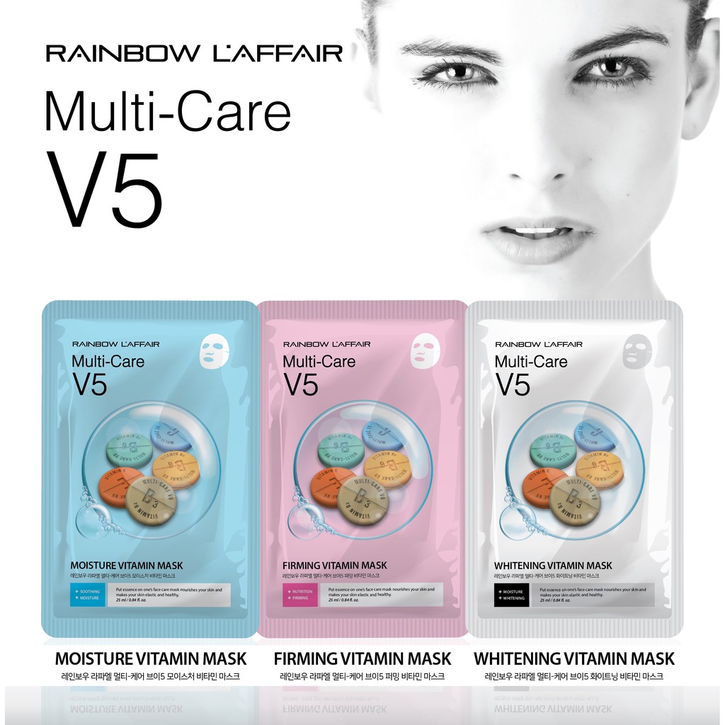 Bộ 10 Mặt nạ Chống Lão Hóa, Giữ Ẩm, Săn Chắc Da Rainbow L'affair Multi-Care Firming vitamin mask (Hộp 10 miếng x 25 ml)