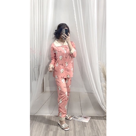 Bộ Bầu pijam hình siêu đẹp ♦️cổ sen quần có chun chỉnh bụng ,mặc được cả sau sinh ♥️❤️freesize 45-68kg