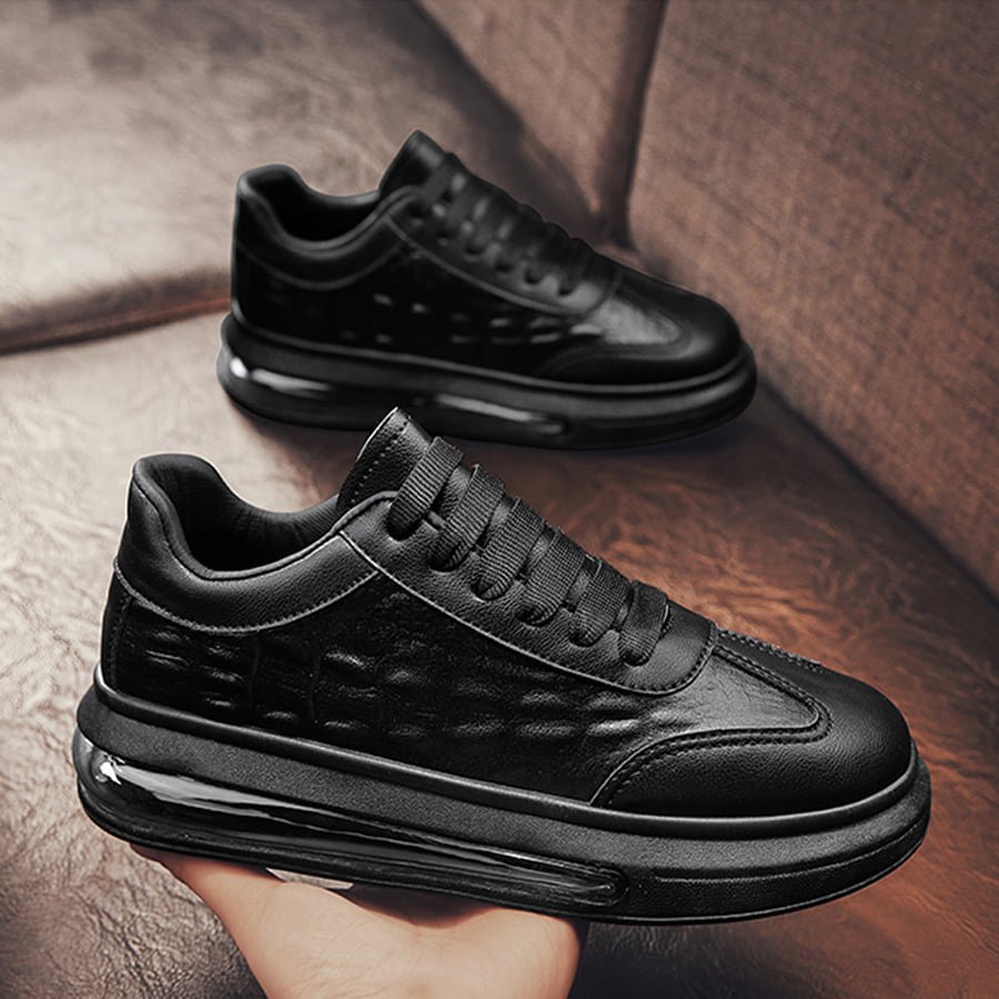 Giày sneaker nam thể thao đẹp tăng chiều cao da vân cá sấu đế khí hai màu đen trắng UNICI FASION MC01