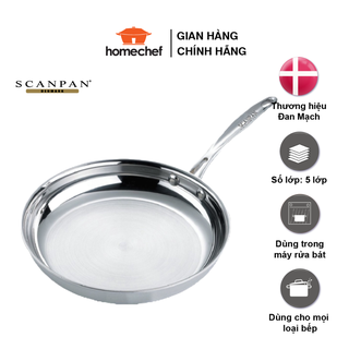 Chảo inox đáy liền nguyên khối 5 lớp Scanpan Fusion5 740020/24/26/28, dùng bếp từ, máy rửa bát | Hàng chính hãng