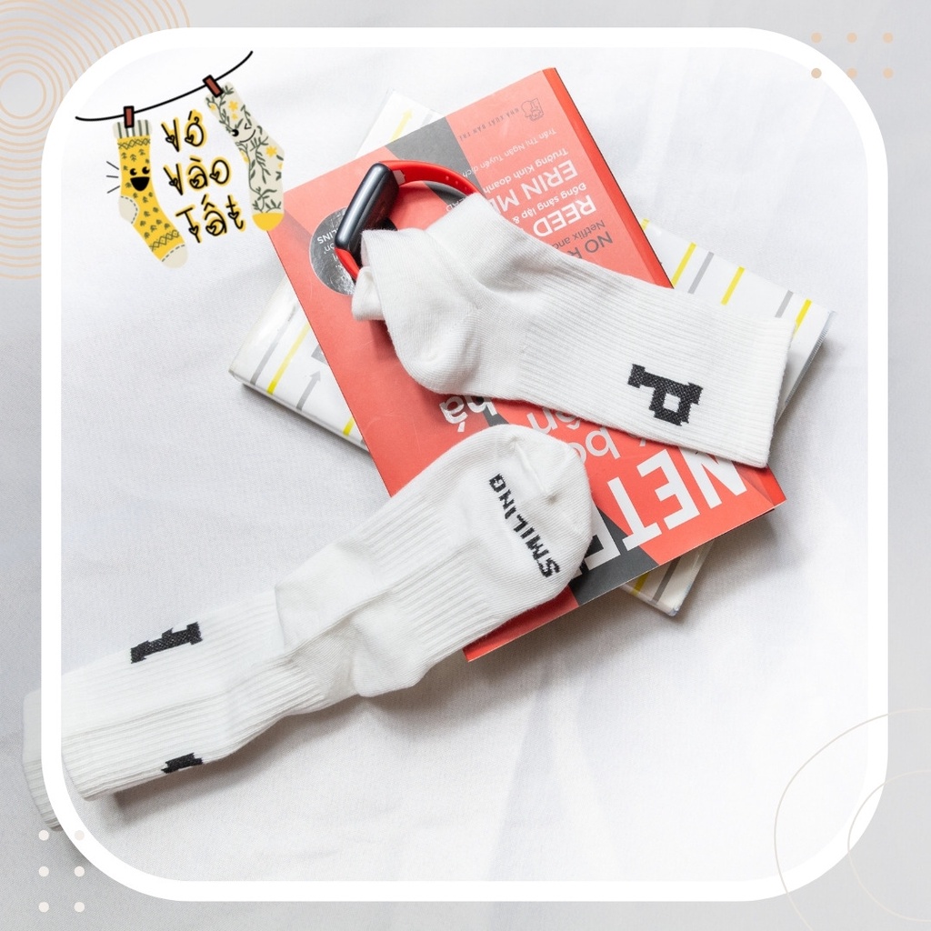 TẤT VỚ CỔ CAO UNISEX CHỮ P CÓ BO CHUN BÀN CHÂN