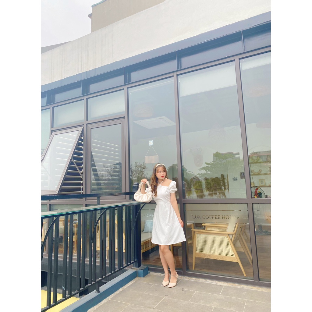 Đầm Cổ Yếm May ĐO THEO YêU Cầu Cột dây tay ngắn Chất Xô Lụa dệt kim. Có Size S M Đầm yếm tiểu thư Orange Closet D1847