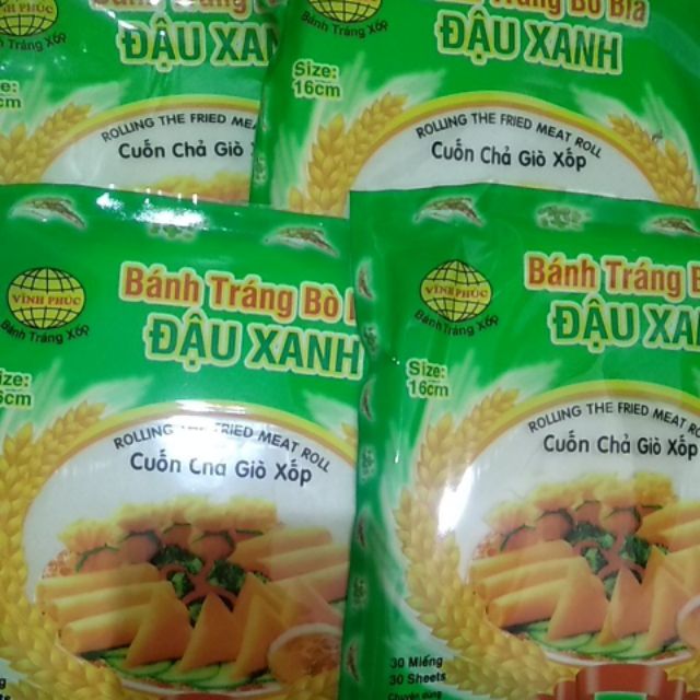 FREESHIP 99 k Hà Nội _ Combo 10 gói vỏ bò bía ( vỏ bánh tráng đậu xanh gói 30 lá sz 16 ) | BigBuy360 - bigbuy360.vn