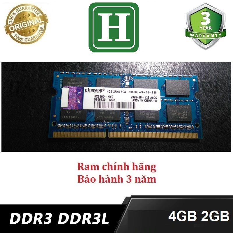 Ram Laptop 4GB DDR3L (PC3L) Bus 1600 và các loại khác, tháo máy chính hãng, bảo hành 3 năm