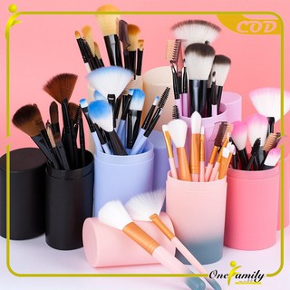 Image of ONE-K29 Brush Make Up Set 12IN1 Tabung / Kuas Makeup Set Kuas Alis Brush Highlighter Alat Kosmetik