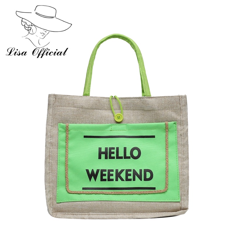 Túi Cói Hello Weekend 💖 Lisa Official 💖 Túi Cói Du Lịch Hello Weekend - HOT SUMMER - SV-12