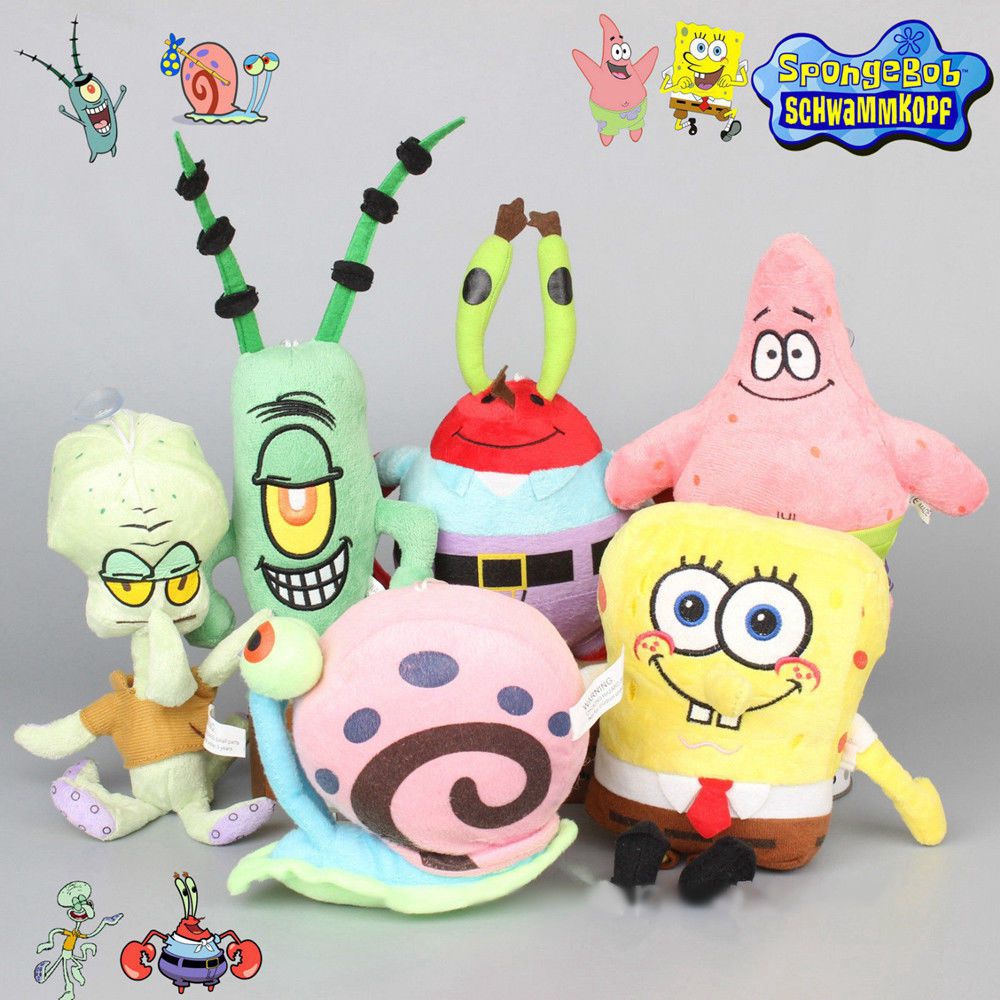 Set 6 Nhân Vật Hoạt Hình Patrick Star Eugene H Lều Đồ Chơi Nhồi Bông Hình Con Mực Krabs Gary