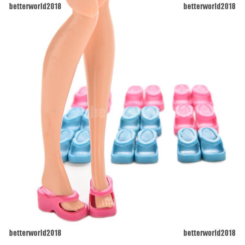 Bộ 10 đôi dép lê dành mô hình kích thước 0.8x2.4x1cm cho búp bê Barbie