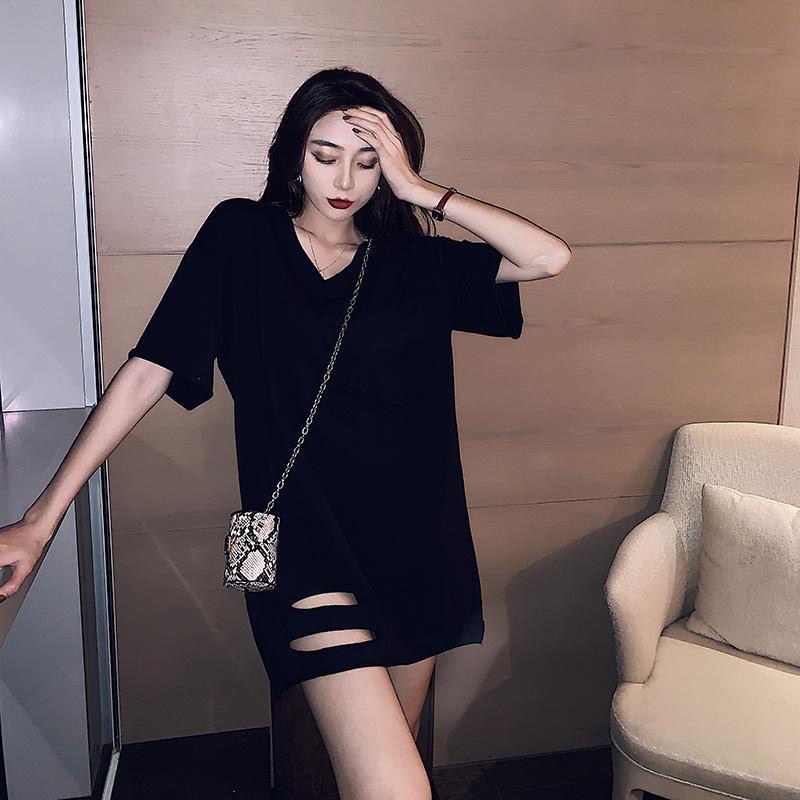 Áo Thun Cổ Chữ V Dáng Rộng Thời Trang Mùa Hè Phong Cách Hàn Quốc Cho Nữ