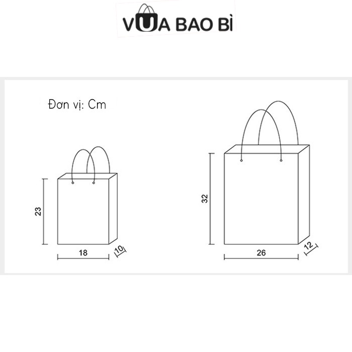 Túi giấy đựng quà kiểu Nhật Bản trang nhã hình chữ nhật màu xám/trắng VUA BAO BÌ