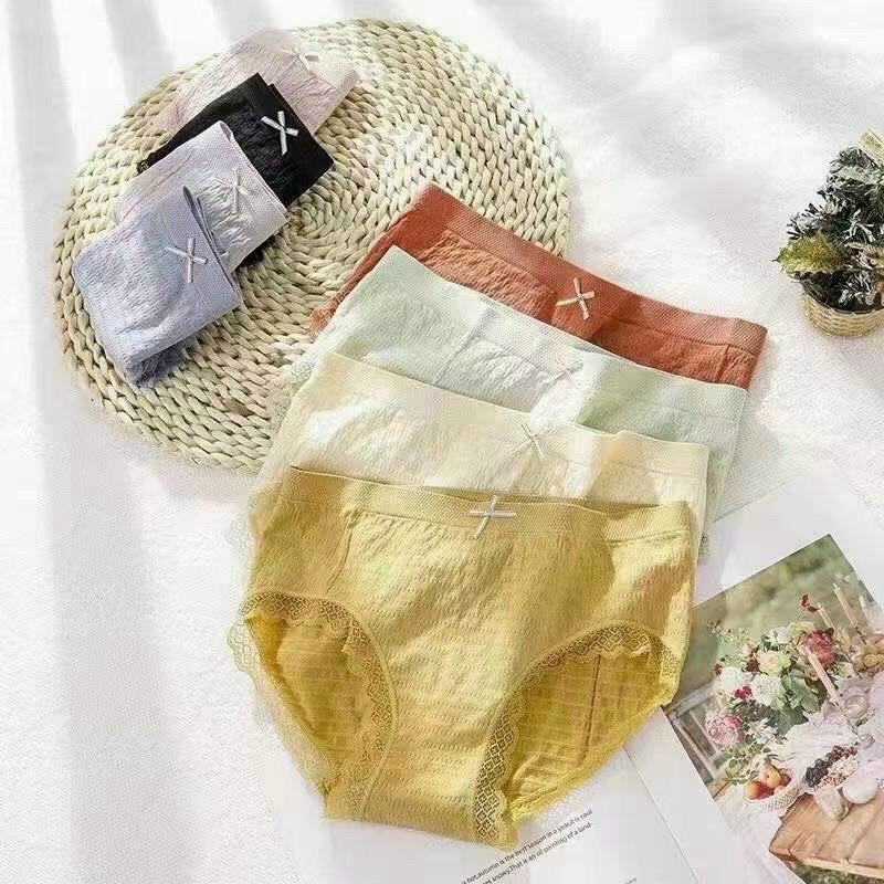 QUẦN LÓT ĐÍNH NƠ COTTON NHĂN CAO CẤP