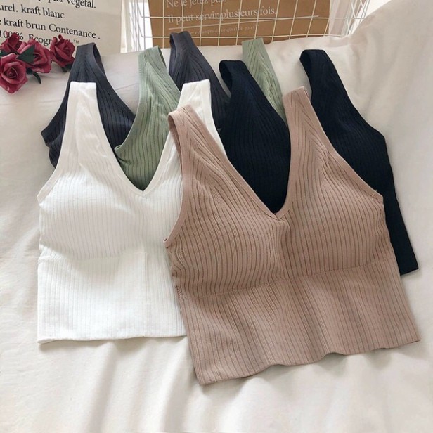Áo Lót Nữ Bra Tập Gym Thể Thao Len Tăm Hàn Kết Hợp Với Vest Khoác Ngoài Thanh Lịch V90 coco land - chất bền