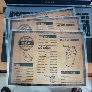 Menu giấy ép plastic khổ a4, a5 giá rẻ miễn phí thiết kế