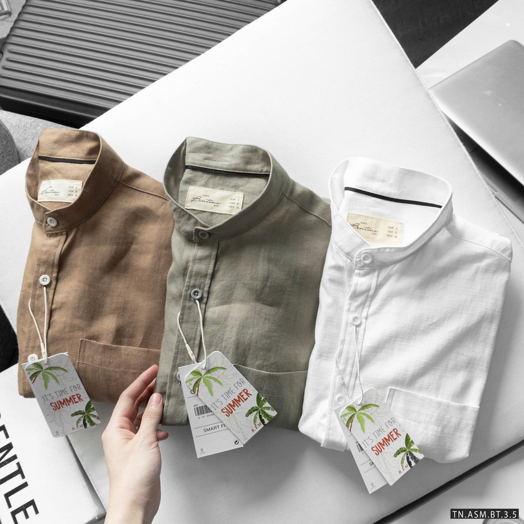 Aó sơ mi nam Bentino HÀNG VNXK chất vải đũi Linen dài tay thoáng mát,thấm hút mồ hôi thoáng khí