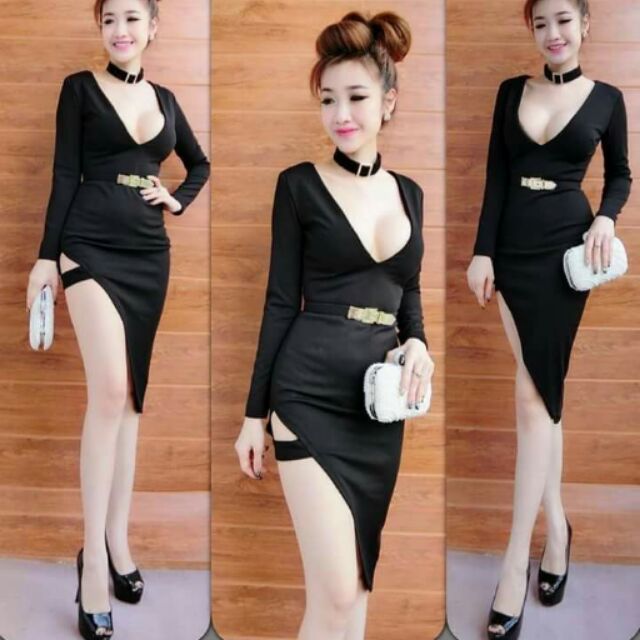 Đầm sexy xéo tà hở ngực