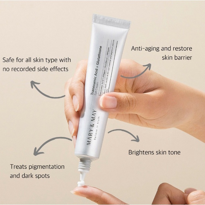 Kem giảm thâm mắt MARY &amp; MAY TRANEXAMIC ACID GLUTATHIONE EYE CREAM