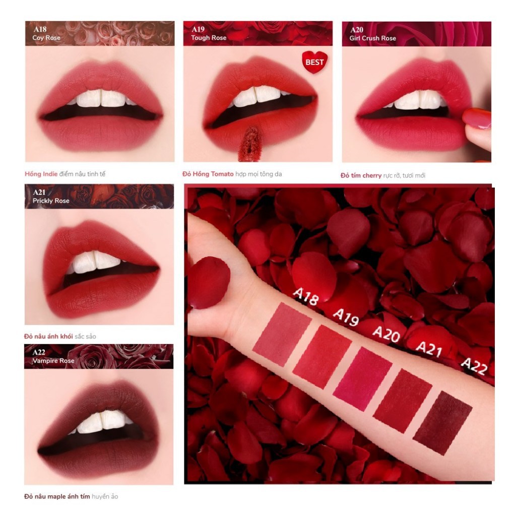 [Authentic] Son Black Rouge Air Fit Velvet Tint Mood Filter A08, A09, A10, A11, A12 | Thế Giới Skin Care