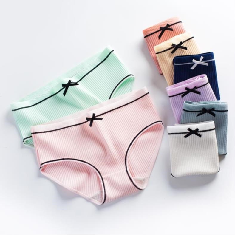 Quần lót nữ cotton tăm tre đính nơ gân 2 mặt siêu thấm hút mồ hôi QC39 | BigBuy360 - bigbuy360.vn