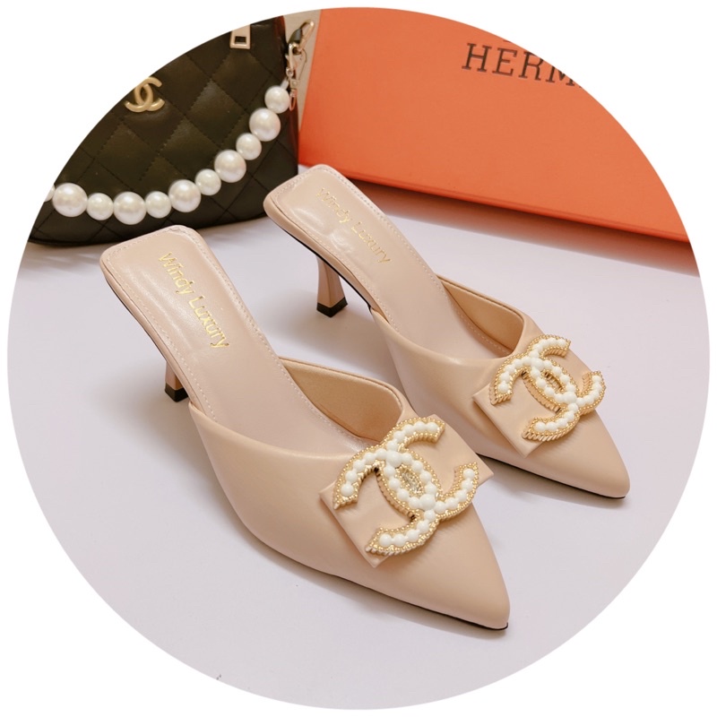 Sục gót nhọn 6p mũi nhọn tag X ngọc da lì chảnh