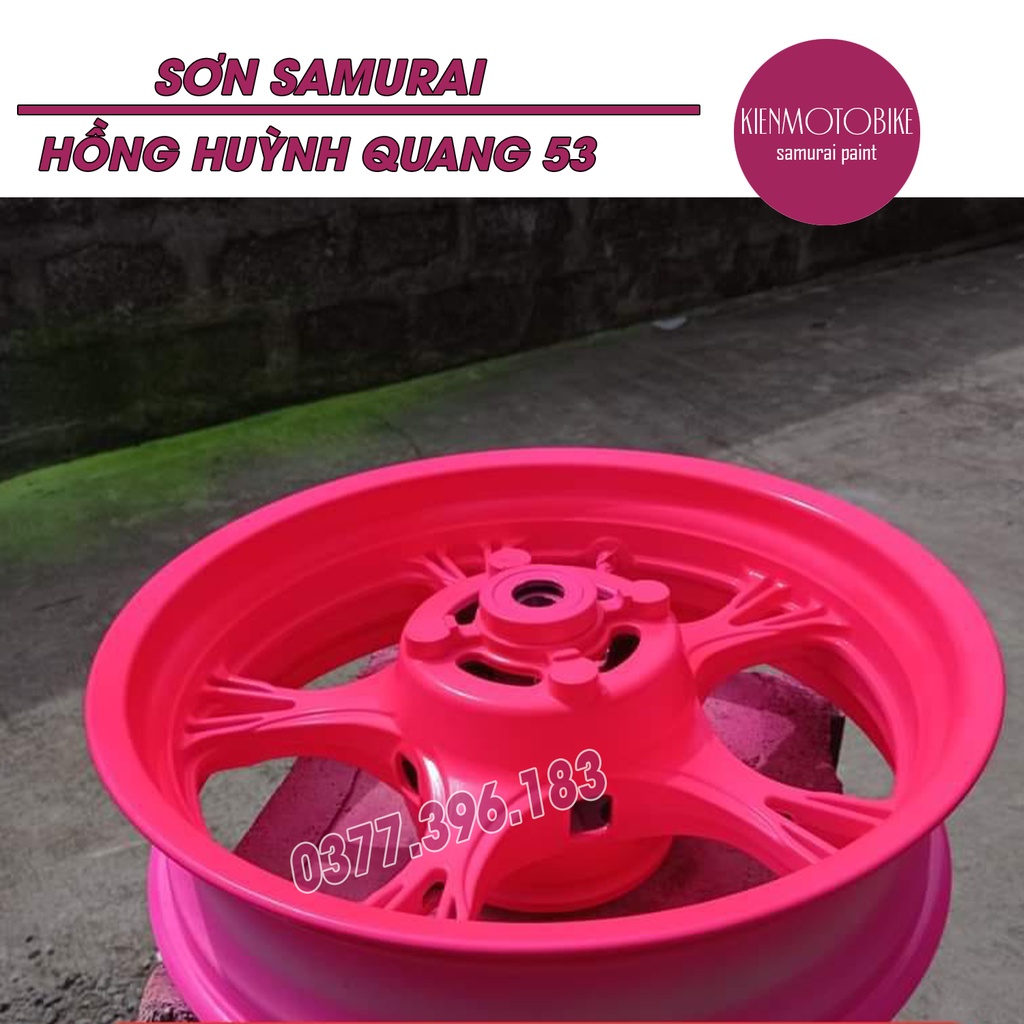 Sơn samurai màu hồng huỳnh quang 53 - chai sơn xịt chuyên dụng cho sơn xe máy ô tô