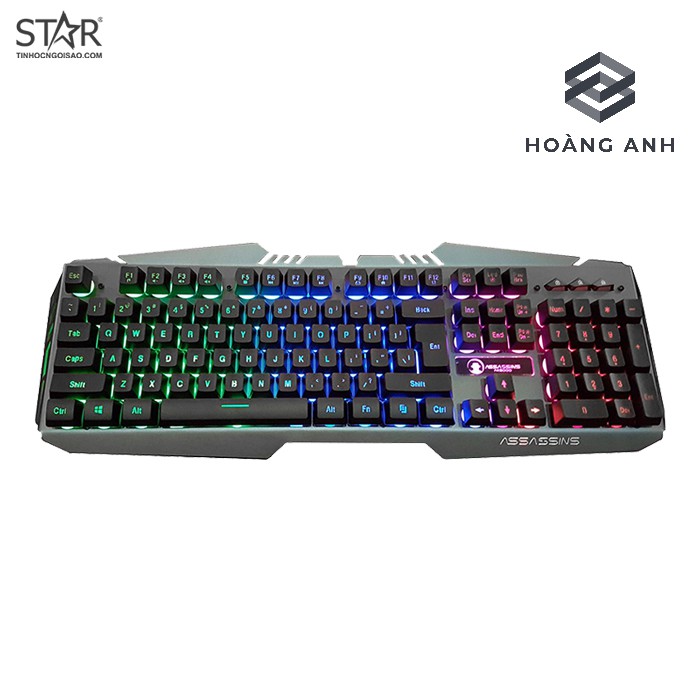 (GIÁ HỦY DIỆT) Bàn phím máy tính gaming Assassins Hacker AK8000 - Hàng chính hãng  KB GIẢ CƠ VIỀN NHÔM -LED