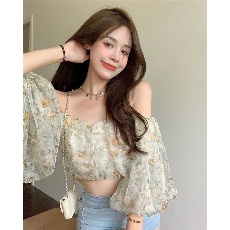 Áo Voan hoa xinh xắn croptop