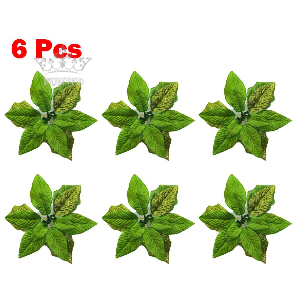 Set 6 Bông Hoa Châu Phi Kim Tuyến 22cm Màu Xanh Dương / Đỏ / Nâu / Vàng Treo Trang Trí Cây Thông Giáng Sinh