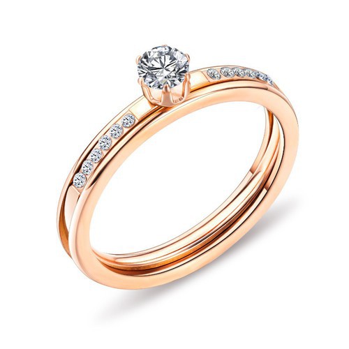 Bộ 2 Chiếc Nhẫn Lồng Nhau Đính Đá Nhân Tạo Sang Trọng Titan Ko Đen TT 3248