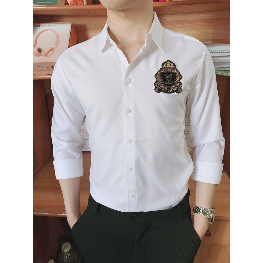 Áo Sơ Mi Nam Họa Tiết Màu Trắng Vải Lụa Kate Thái - Bán Hàng Có Tâm | BigBuy360 - bigbuy360.vn