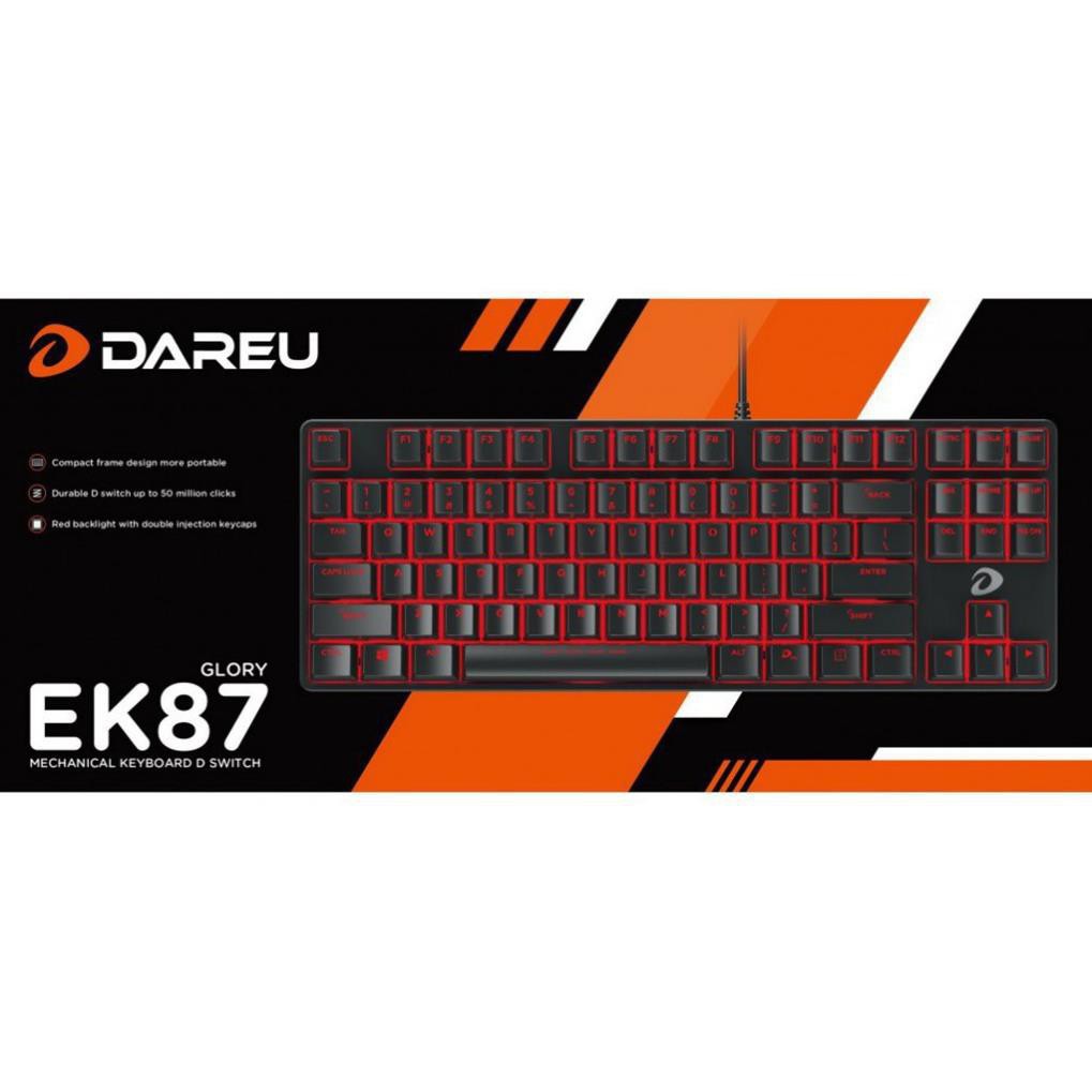 Bàn phím cơ Dareu EK87 - Mã cũ DK87 Đèn led màu đỏ Thay được keycap Bảo hành 24 tháng Lỗi 1 đổi