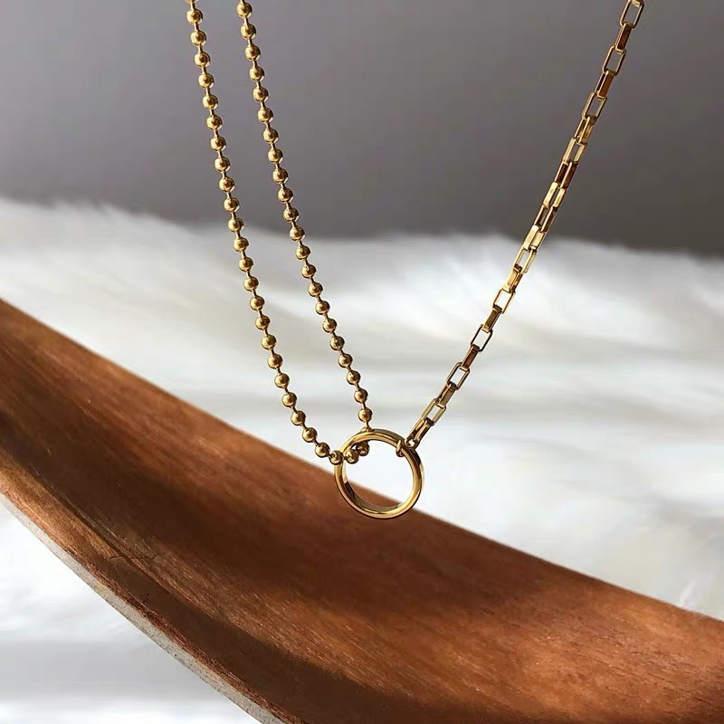 Dây chuyền bằng thép titan mạ vàng hồng 18k phong cách Nhật Hàn