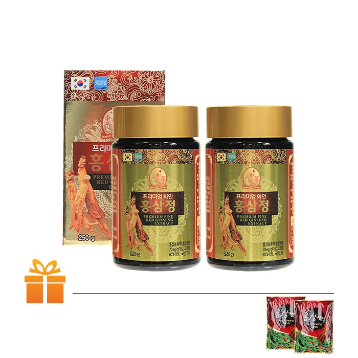 Bộ 2 hộp cao hồng sâm Hansam Premium Fine Red Ginseng Extract 250g | TẶNG: 2 Gói kẹo sâm Hansam 200gram