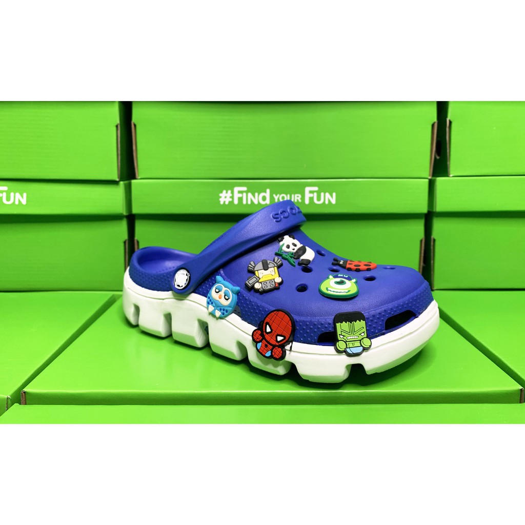 BN Dép cross cá, răng cưa Freeship dép cross Xanh Biển Đế trắng tặng 12 sticker cross [ Fullbox cros