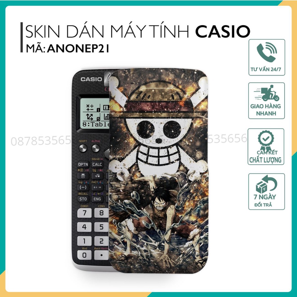 Miếng Decal dán máy tính cầm tay In Hình Anime One Piece Bộ 5 Casio 570 / Casio 570-2nd/ Casio 580 /Vinacal- anonepb5