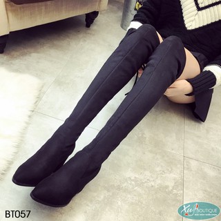 Boot Cao Cổ Da Lộn Có Dây Buộc